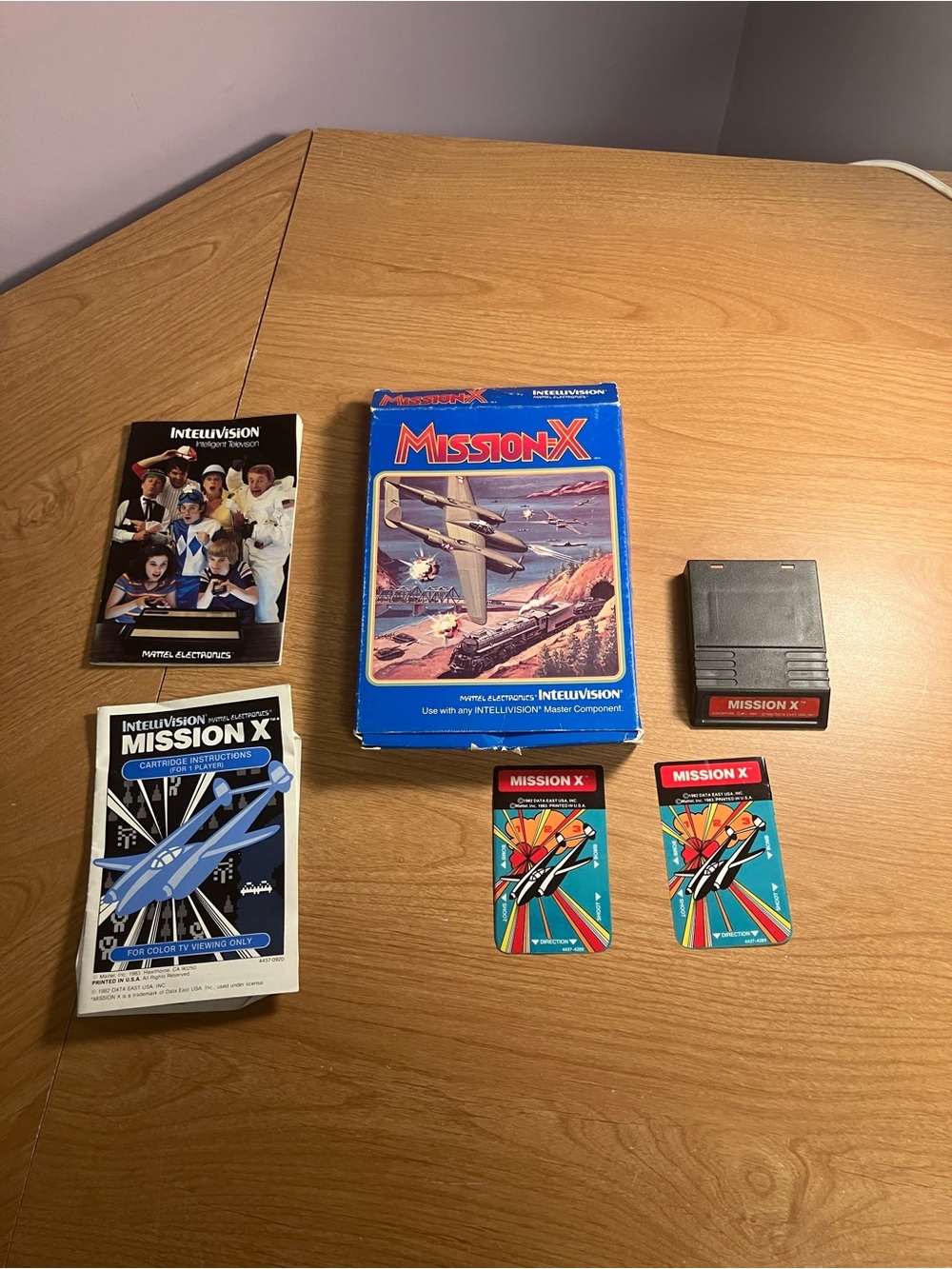 Intellivision Mission X Game with Manual & Cards overlays complete in box